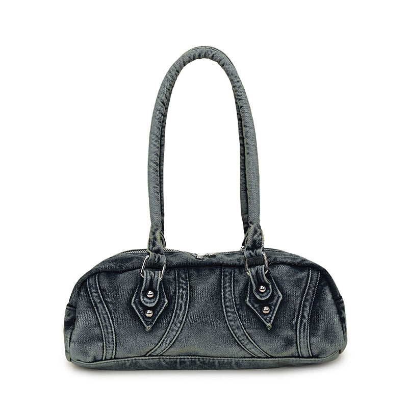 Women's Denim Fashion Design Underarm Baguette Bags