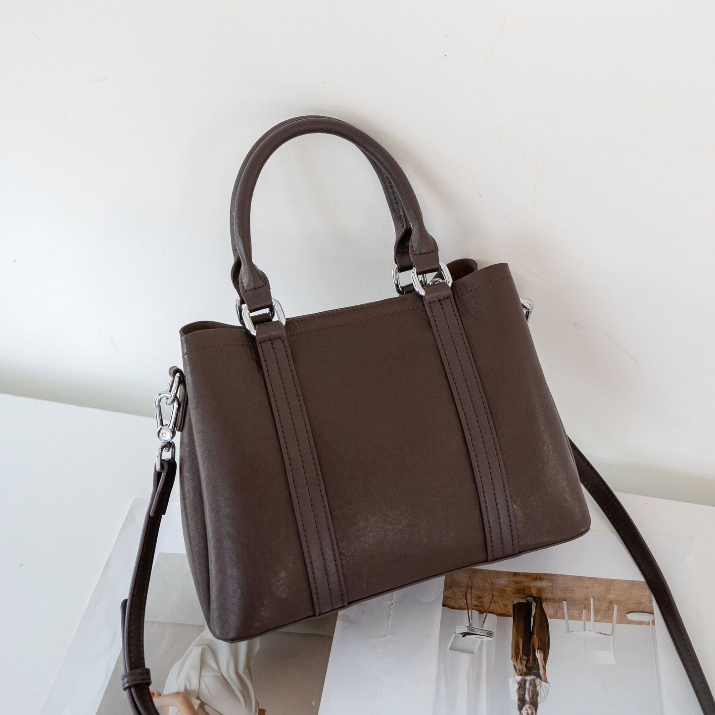 Women's Vegetable Tanned Leather Cow Portable Fashion Commuter Practical Women's Handbag