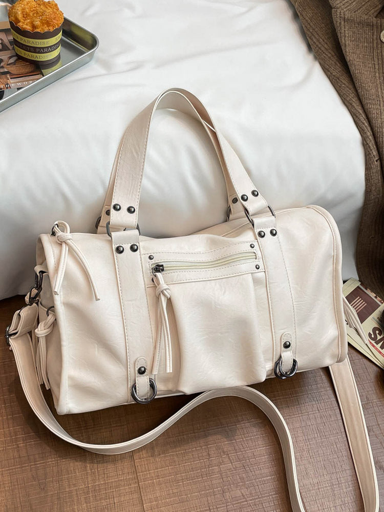 Women's Motor Style Underarm Commuting Soft Leather Solid Tote Bag