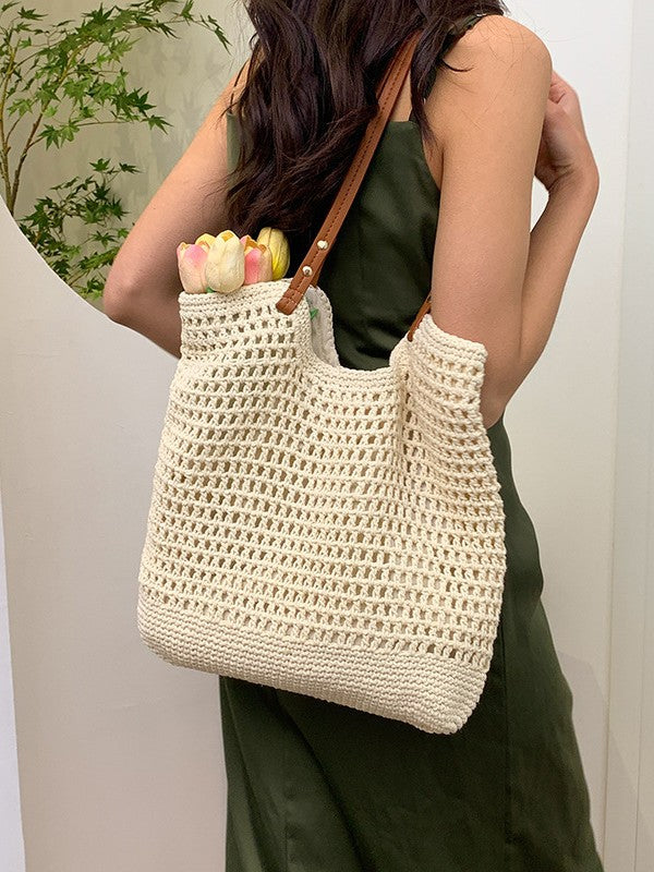 Women's Hollow Woven Portable Seaside Vacation Beach Women's Shoulder Bag