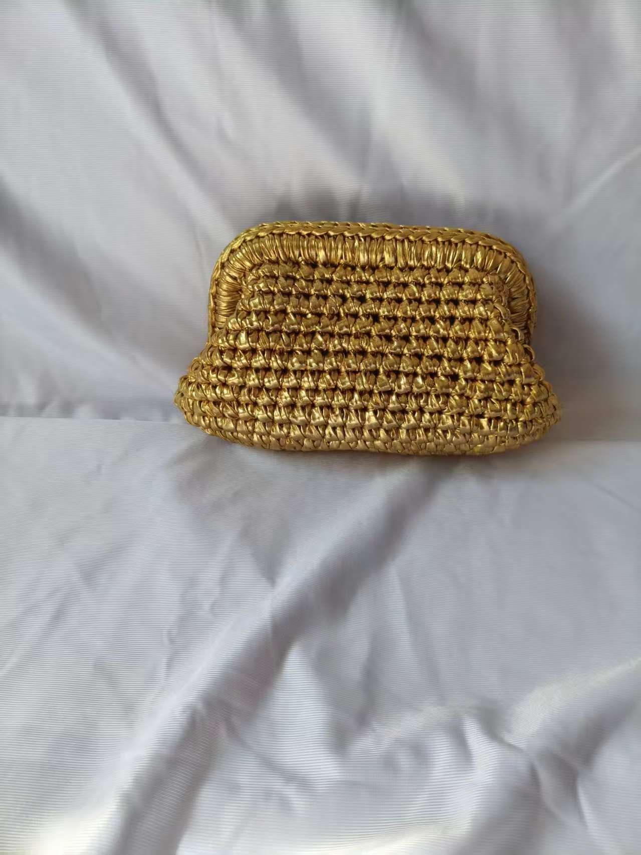 Crochet Clip Hand-held Gold Sier Woven Bags