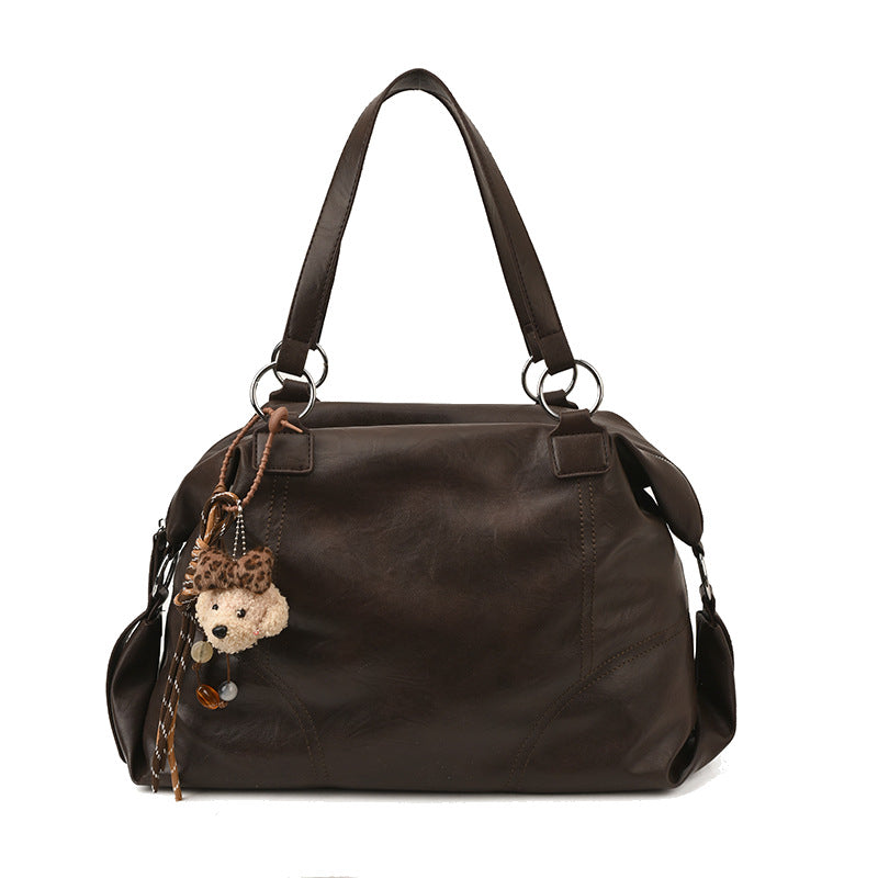 Women's One Simple Large Capacity Wax Leather Women's Shoulder Bag