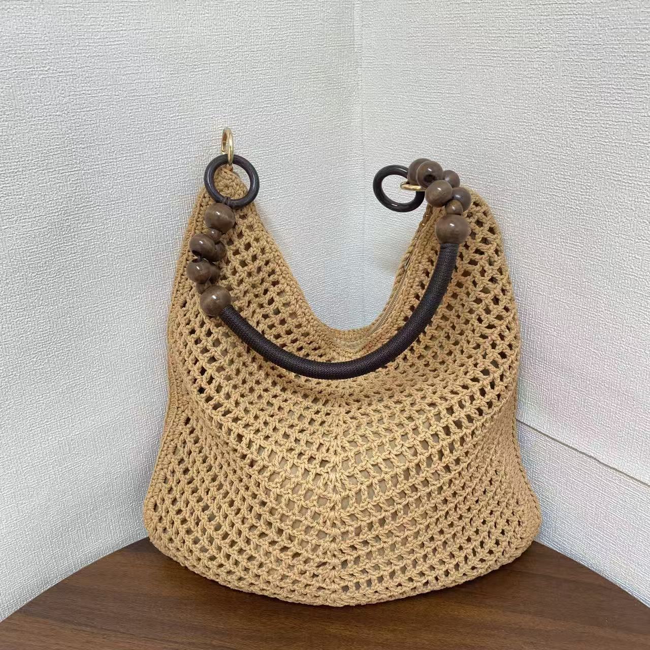 Hollow Mesh Style Knitted Woven Fashion Summer Large Capacity Women's Shoulder Bag