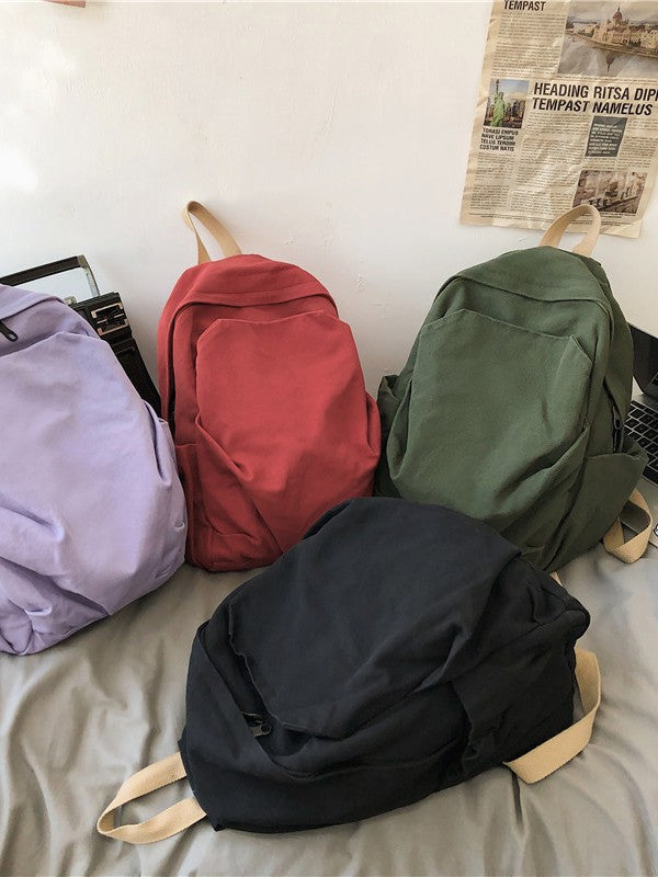 Women's Retro Mori Canvas High College Simple Leisure Backpack