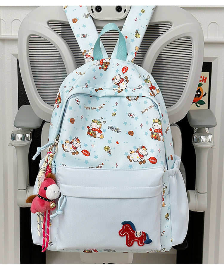 Pony Print Large Capacity Early High Leisure Backpack