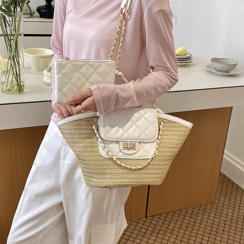Popular Rhombus Chain Female Summer Seaside Vacation Classic Style Bags