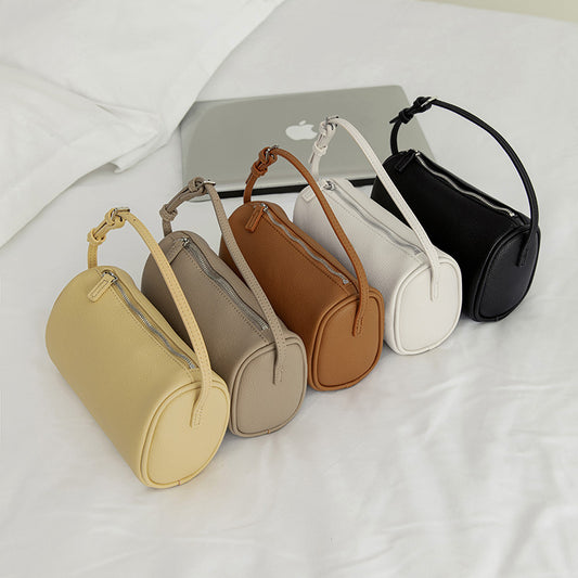 Korean Niche Design Simple Round Minimalist Lychee Women's Messenger Bag