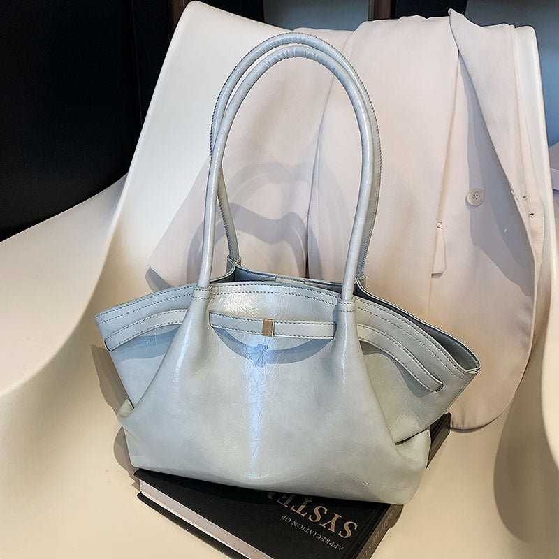 Women's Large Capacity Niche Underarm Pleated Commuter Tote Bag