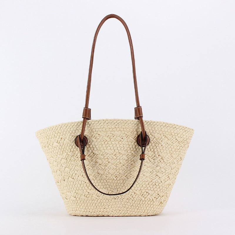Large Capacity Woven Fashion Paper String Women's Shoulder Bag