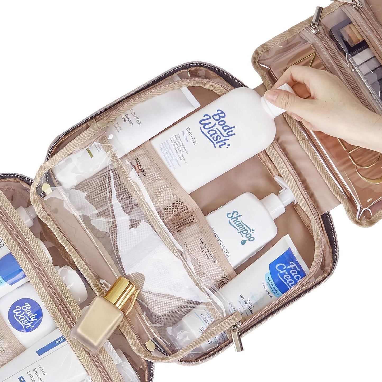 Women's Partition Layered Dry Wet Separation Waterproof Makeup Bag