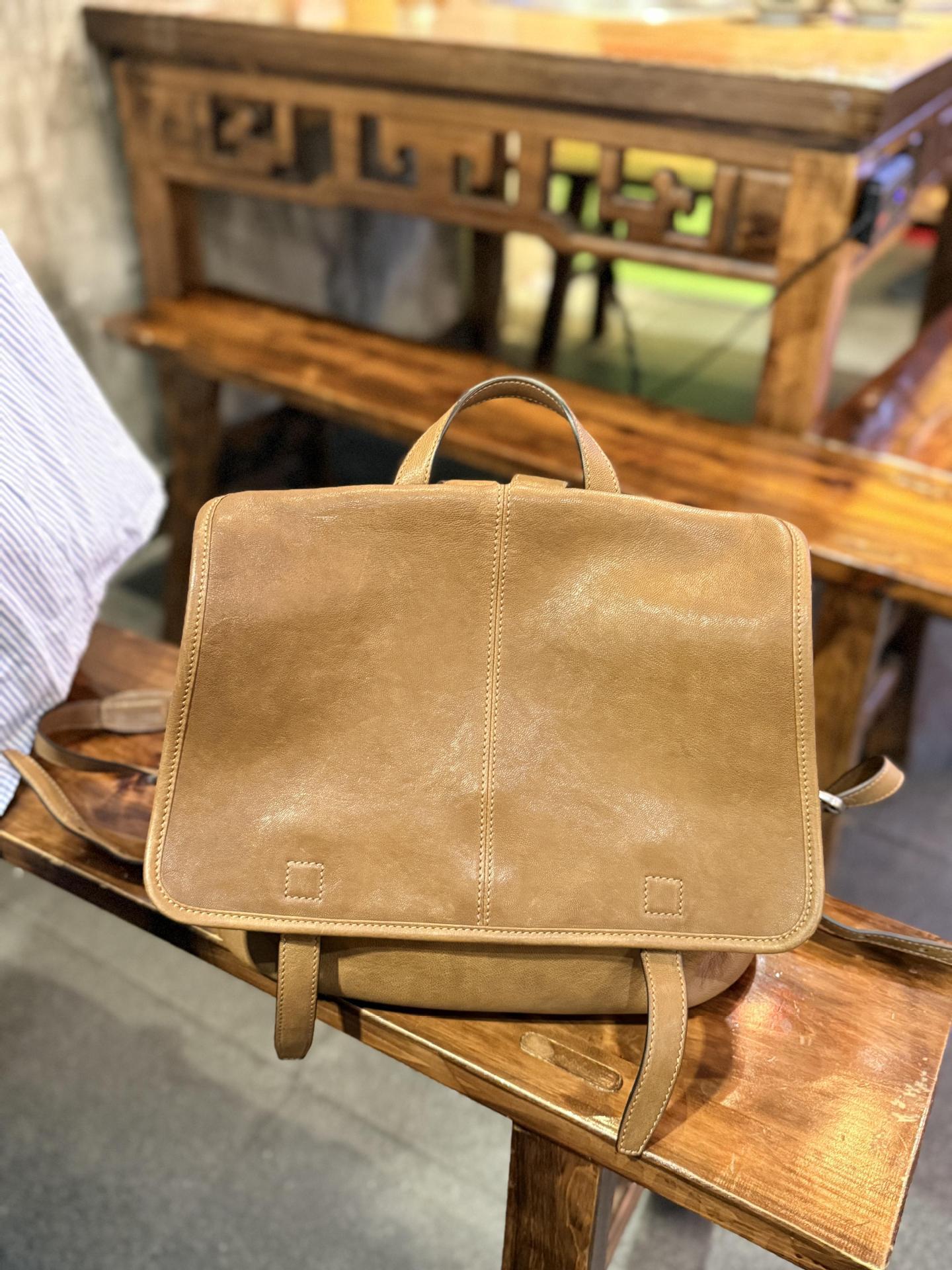 Song Vegetable Tanned Sheepskin Genuine Leather Niche Backpacks