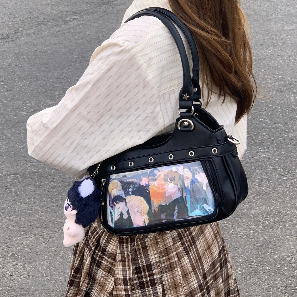 Leather Retro Fashion Millennium Hot Large Capacity Transparent Badge Backpacks