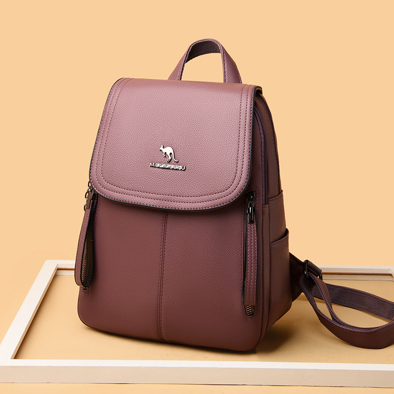 Kangaroo Design Vertical Zipper Trendy Female Fashion Soft Backpacks