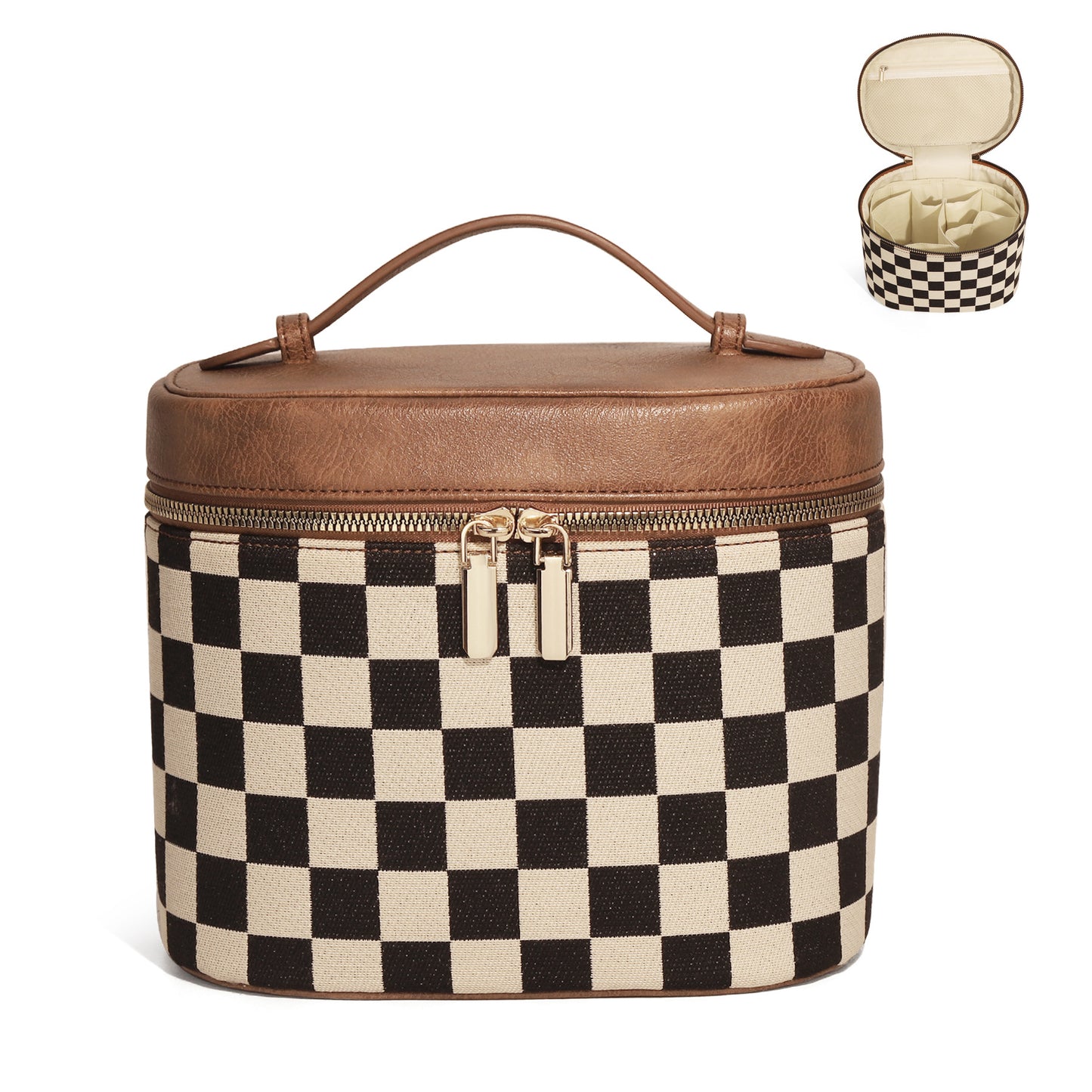 Women's Chessboard Grid Light Luxury Portable Toiletry Storage Bags