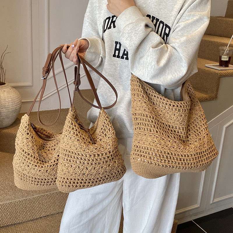 Women's Straw Woven Large Capacity Crocheted Commuter Underarm High-grade Bags