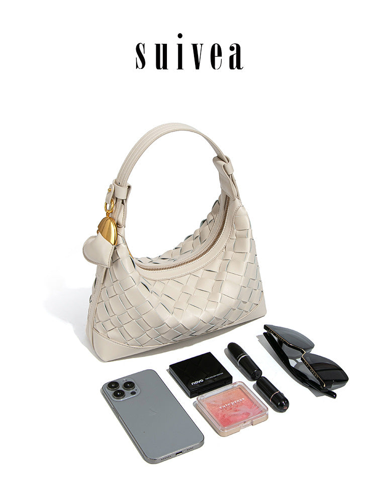 Korean Style Simple Woven Fashion Moon Bags