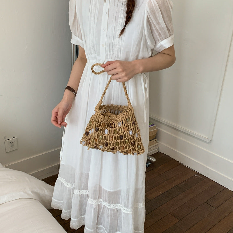 Women's Bohemian Style Hand-woven Fashion Holiday Underarm Bucket Bags