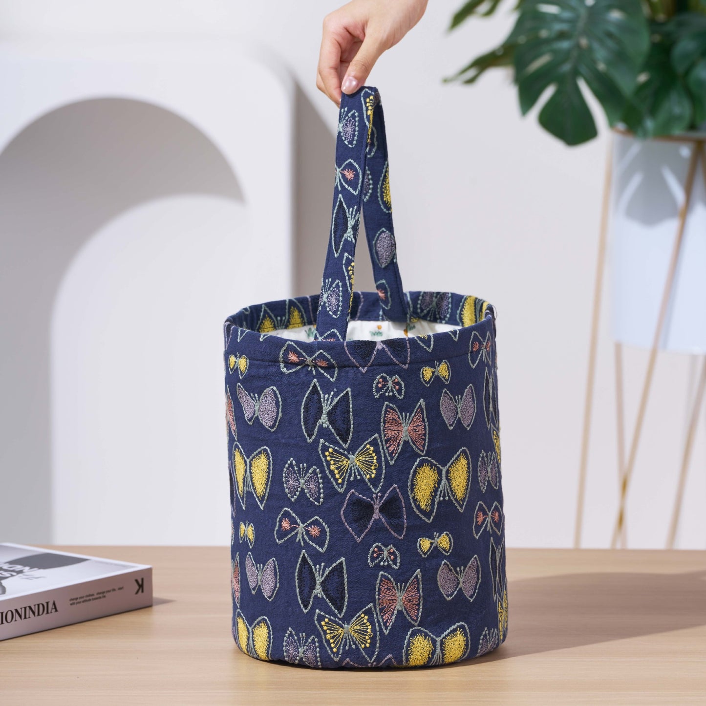 Check Cotton Linen For Going Out Simple Large Handbags