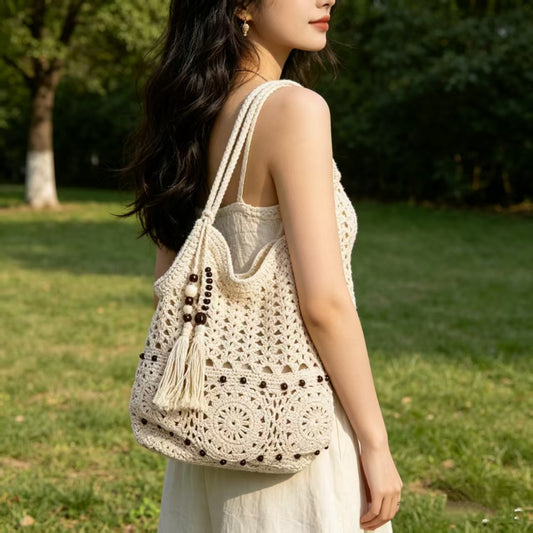Woven Single Seaside Vacation Beach Large Capacity Handmade Women's Shoulder Bag