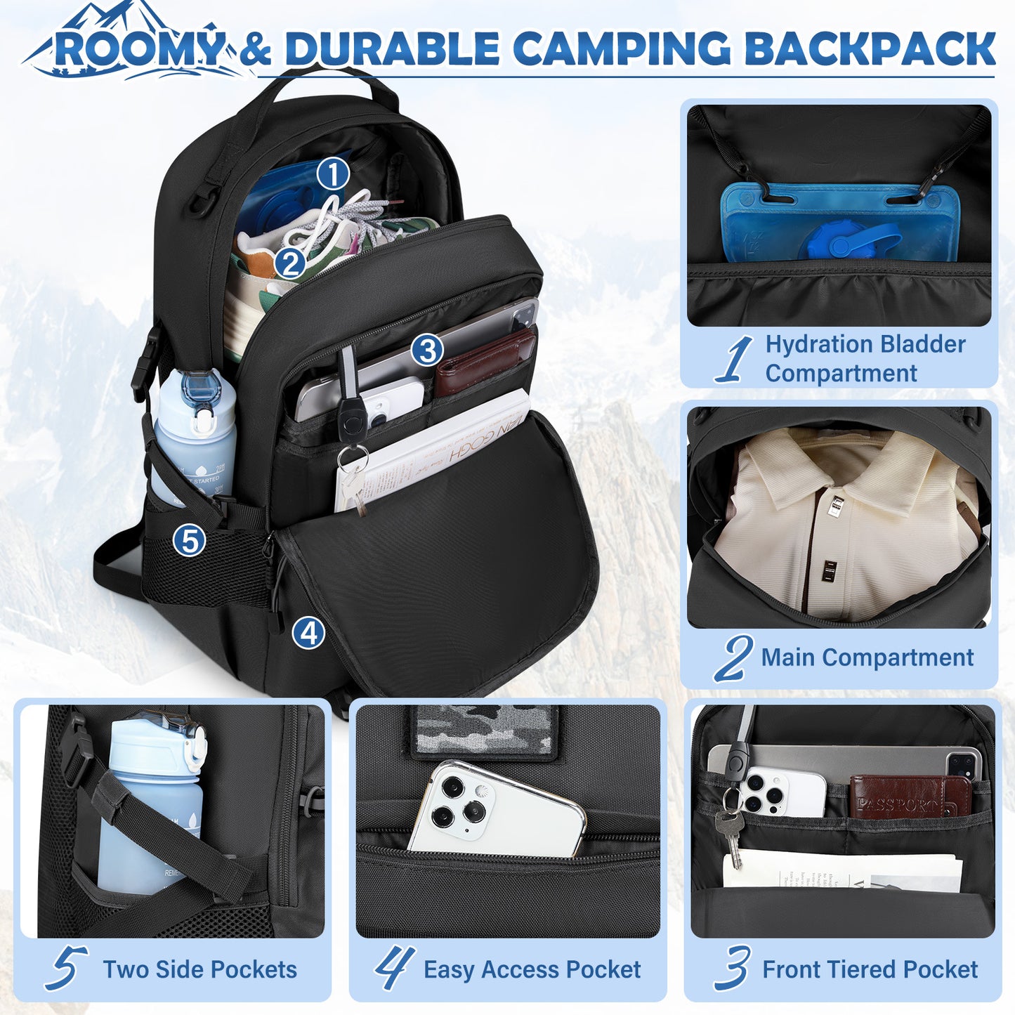 Women's & Men's Fashion Large Capacity Comfortable Hiking Light Sports Backpack