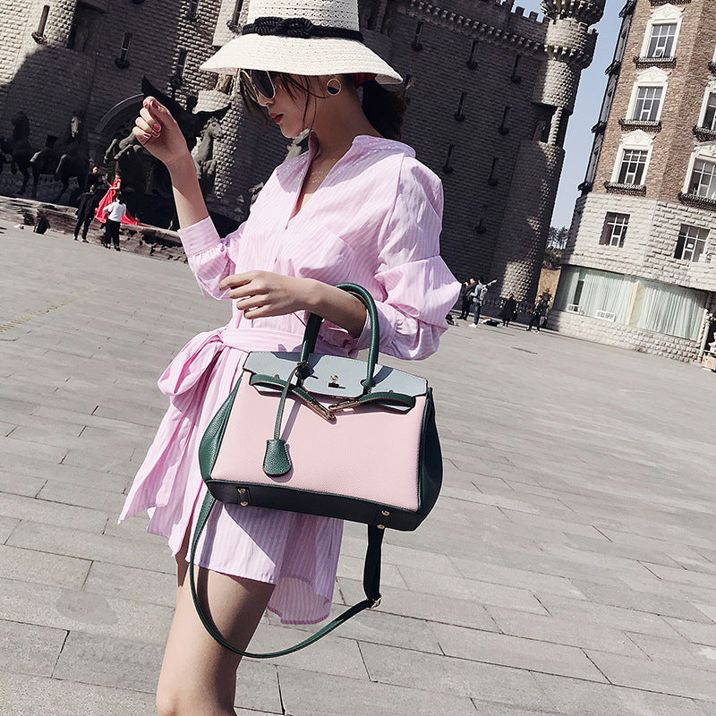 Women's Kelly Lychee Pattern Fashion Versatile Big Women's Shoulder Bag