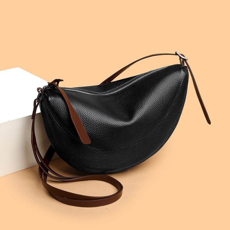 Women's First Layer Cowhide Commuter High-grade Soft Leather Horn Women's Shoulder Bag