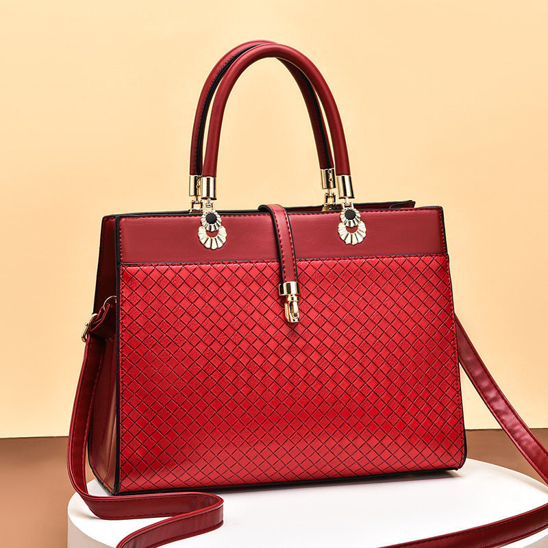 Women's Large Capacity Hand-held Woven Pattern Big Women's Shoulder Bag