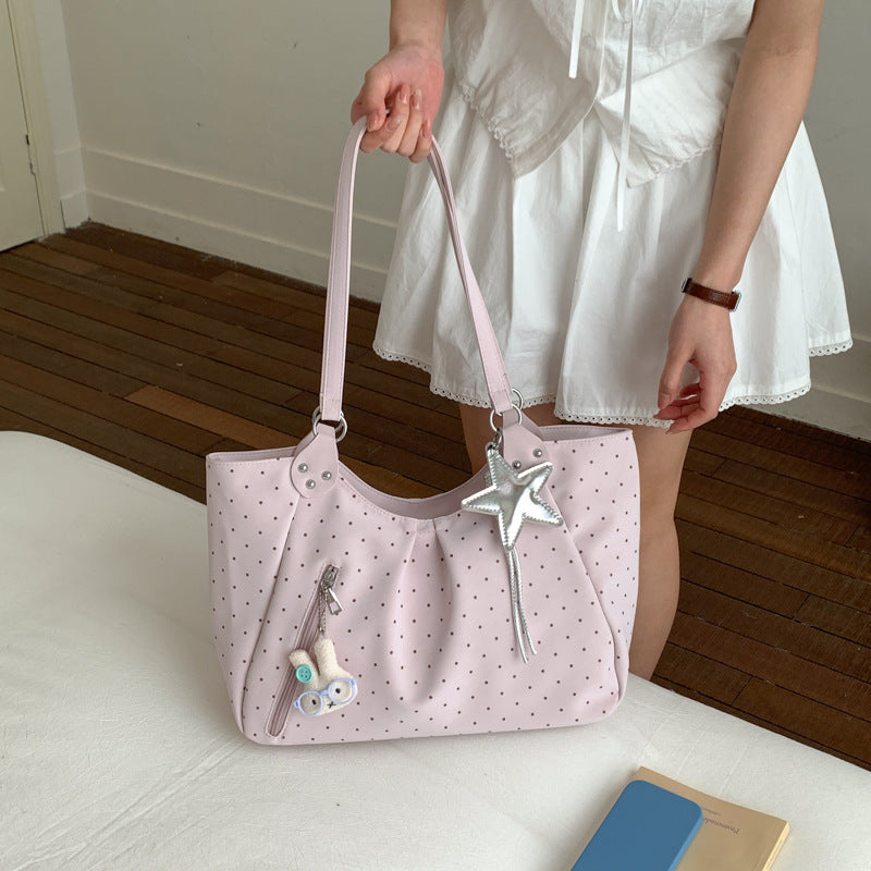 Korean Style Artistic Polka Dot Preppy Personalized Trendy Tote Bag