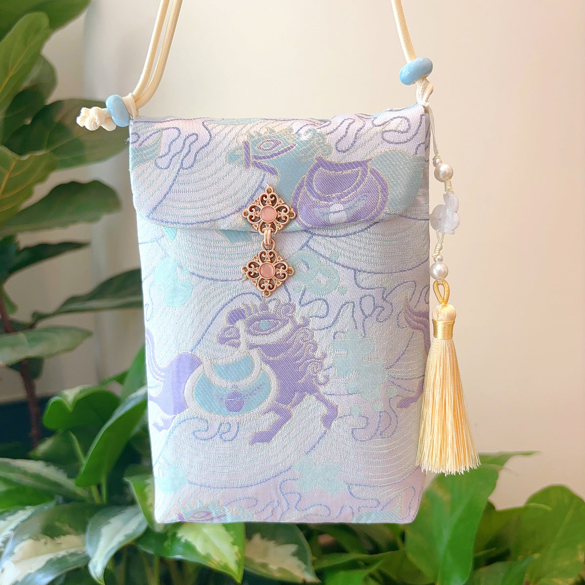 Chinese Style Brocade Embroidery Mobile For Women's Messenger Bag