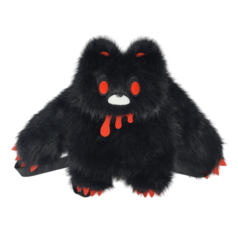 Heavy Metal Rock Gothic Style Niche Bear Cartoon Plush Women's Backpack