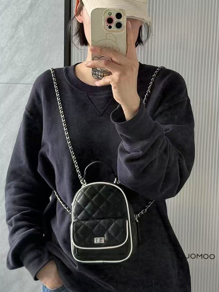 Women's High-grade Niche Rhombus Korean Fashion Chain Backpacks