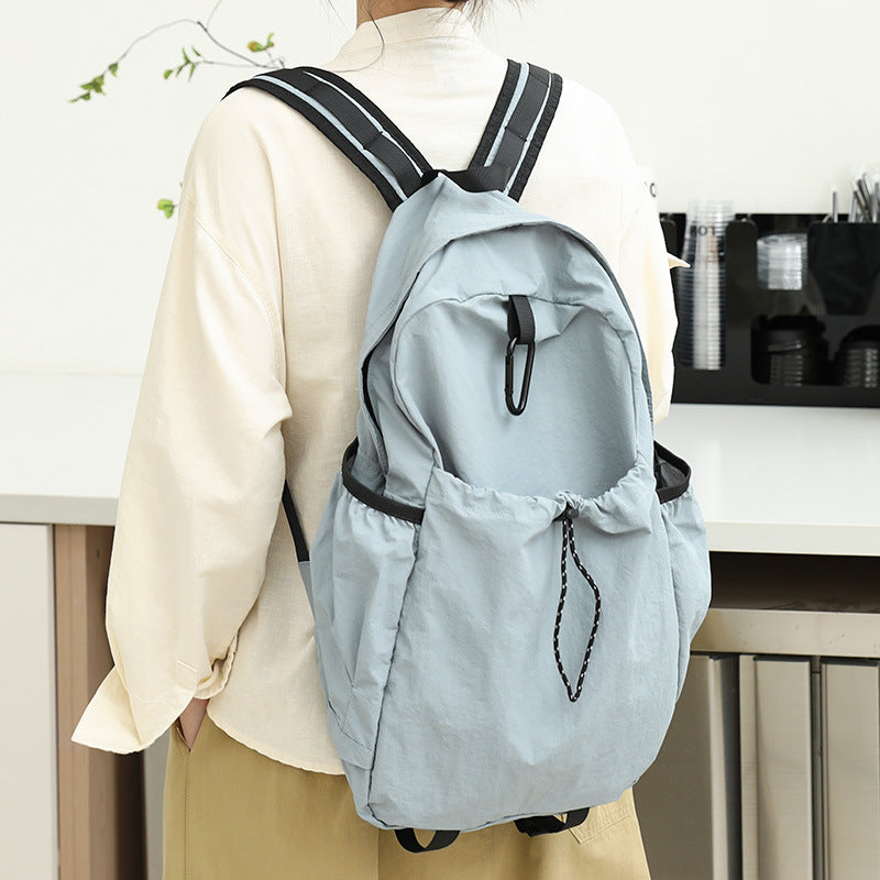 Leisure Artistic Canvas Versatile Fashion Pleated Nylon Drawstring Oxford Backpacks