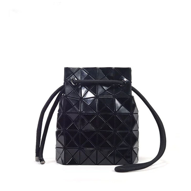 Women's House Drawstring Geometric Cutting Piece Type Large Bucket Bag