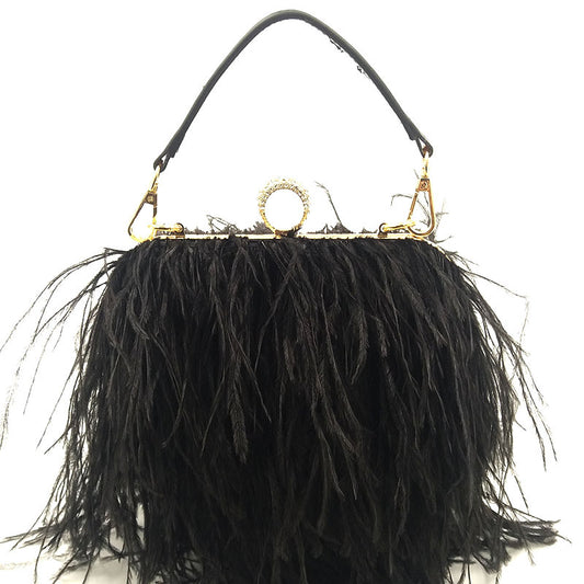 Fashion Tassel Ostrich Feather Dinner Catwalk Bags