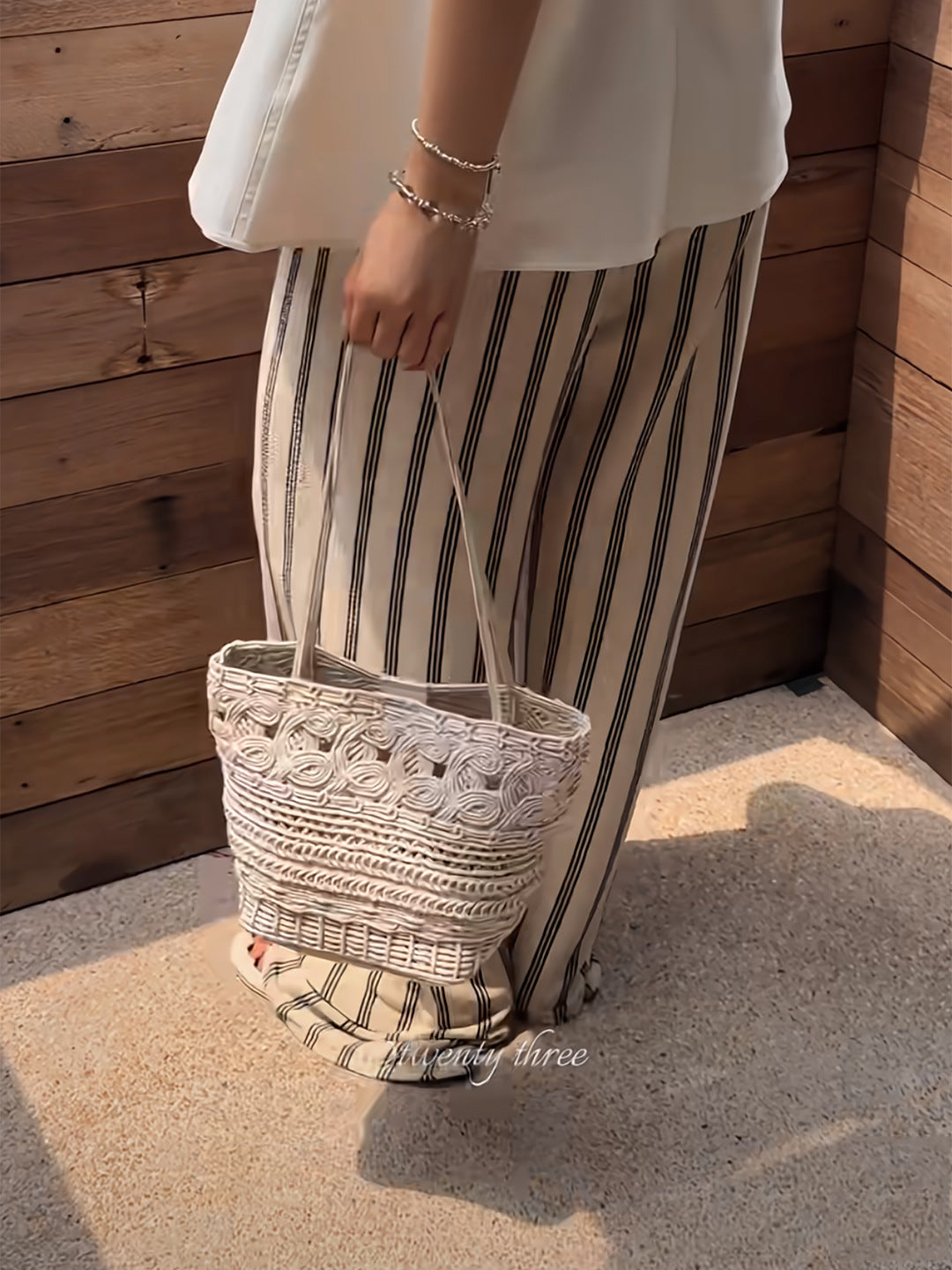 Women's Vacation Style Hollow Design Woven Vegetable Basket Tote Bags