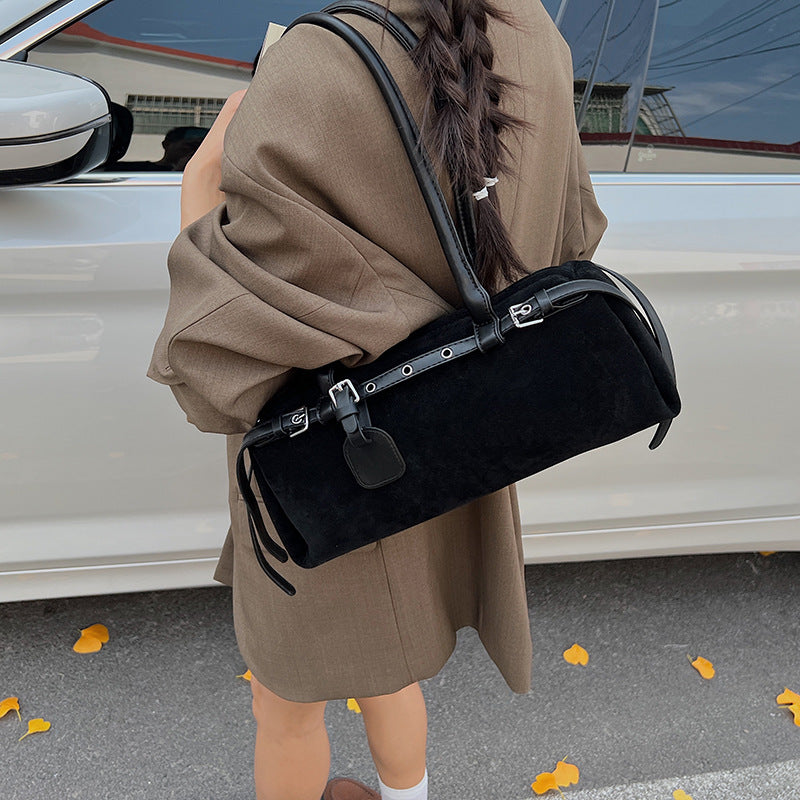 Women's High-grade Trendy Underarm Baguette Suede Motorcycle Bags