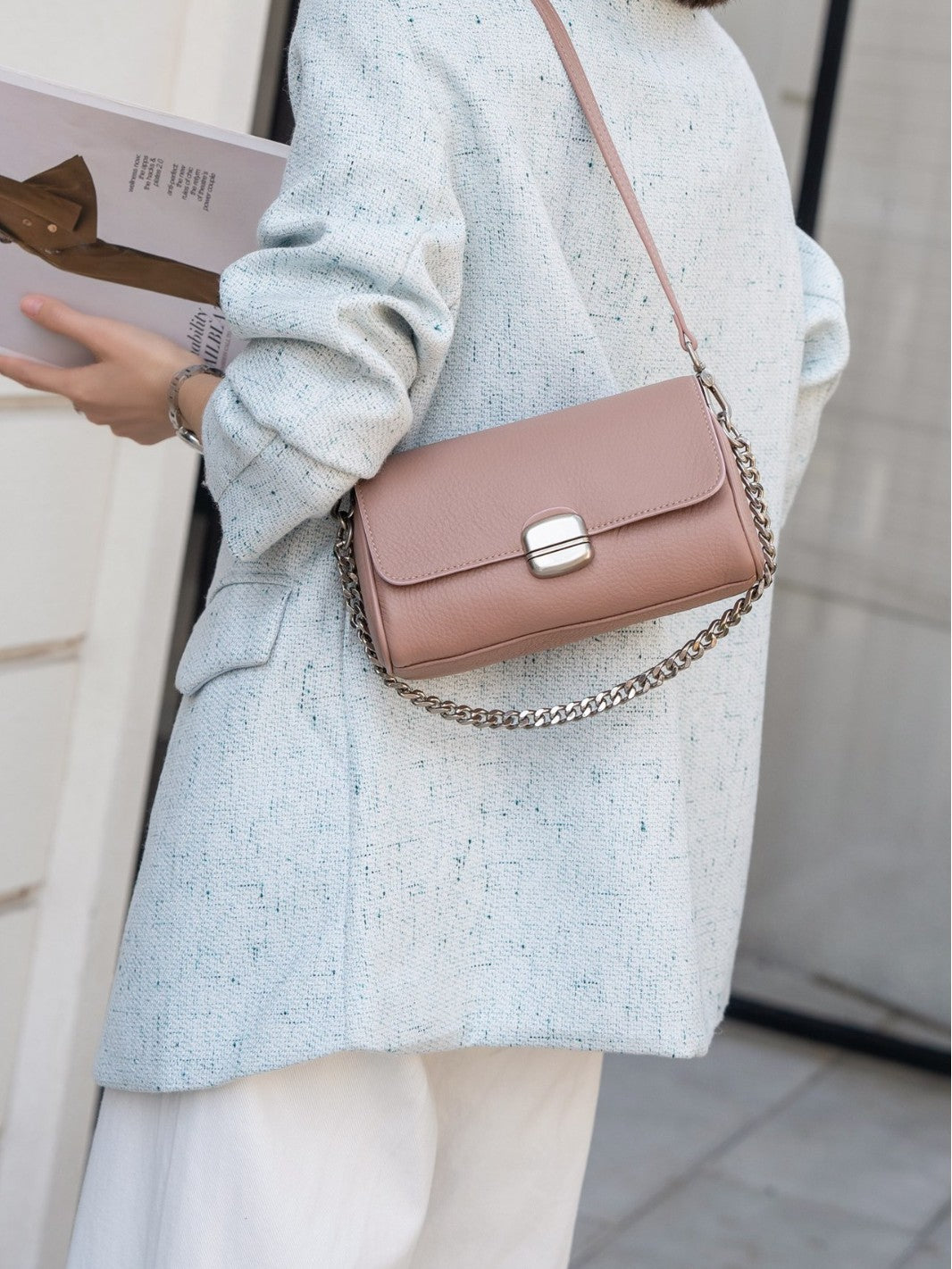 Women's Genuine Leather Design Envelope High-grade Commute Women's Shoulder Bag