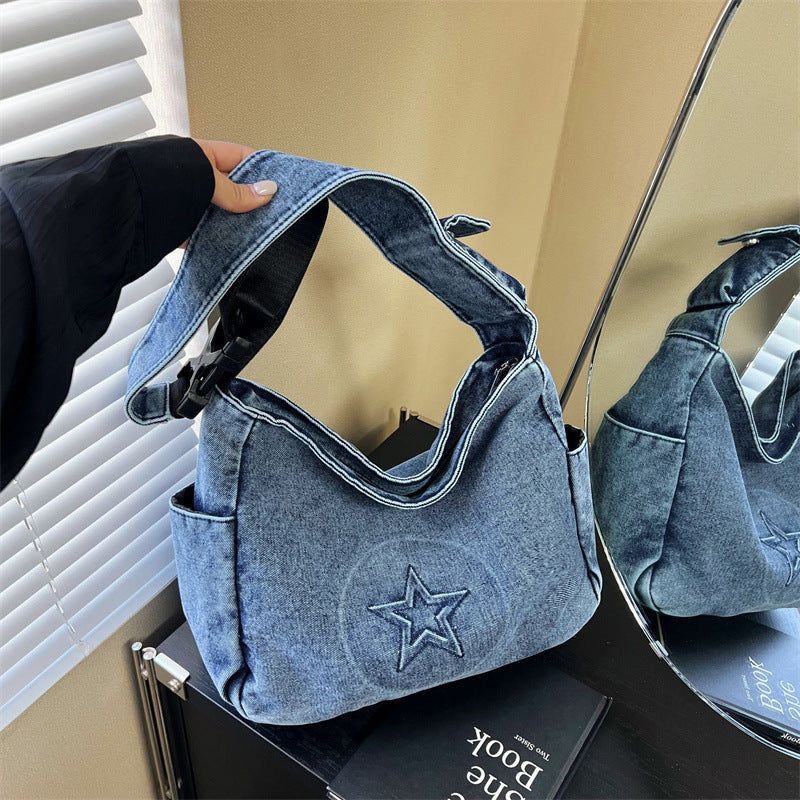 Slouchy Women's Fashion Versatile Washed-out Vintage Handbags