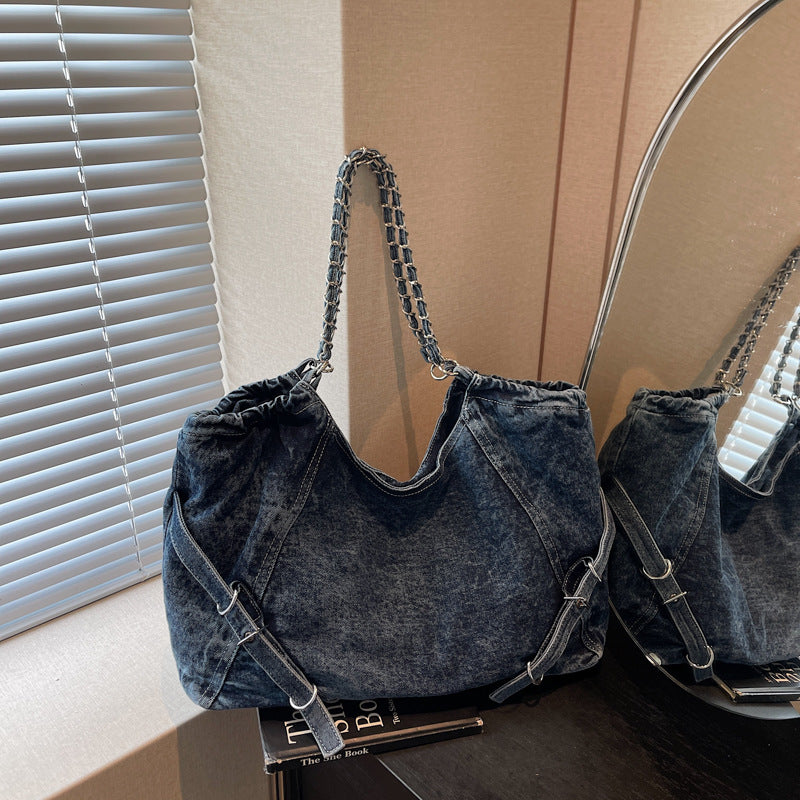 Women's Large Capacity Denim Fashion Commuter Niche Women's Shoulder Bag
