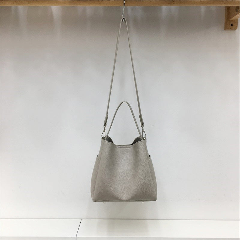 Feel Lychee Pattern Soft Leather Portable Simple Women's Shoulder Bag