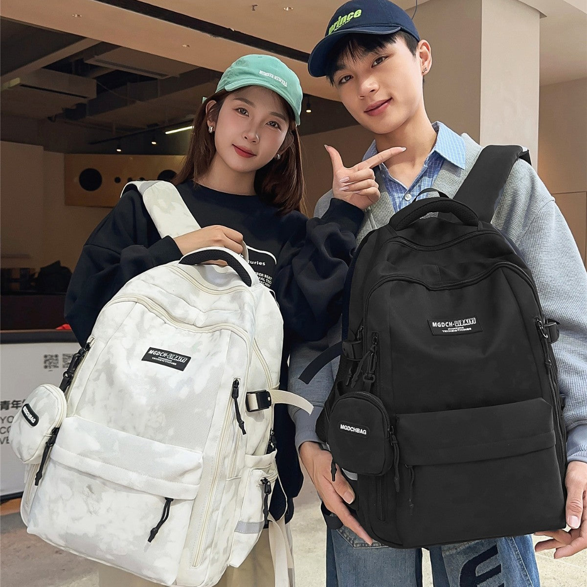 Couple Korean Style Solid Color College Leisure Backpack