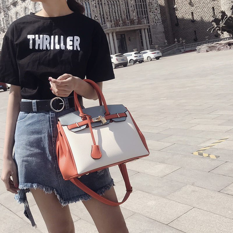 Women's Kelly Lychee Pattern Fashion Versatile Big Women's Shoulder Bag