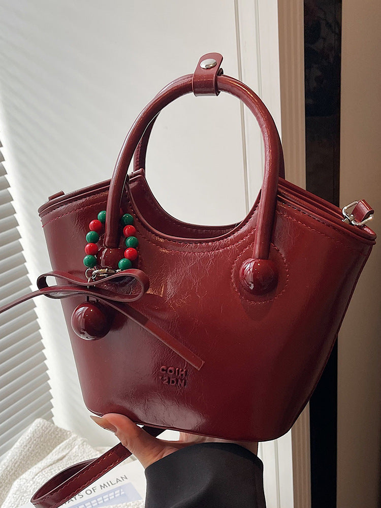 Women's Korean Style Niche Portable Spring Daily Commuter Bucket Bag