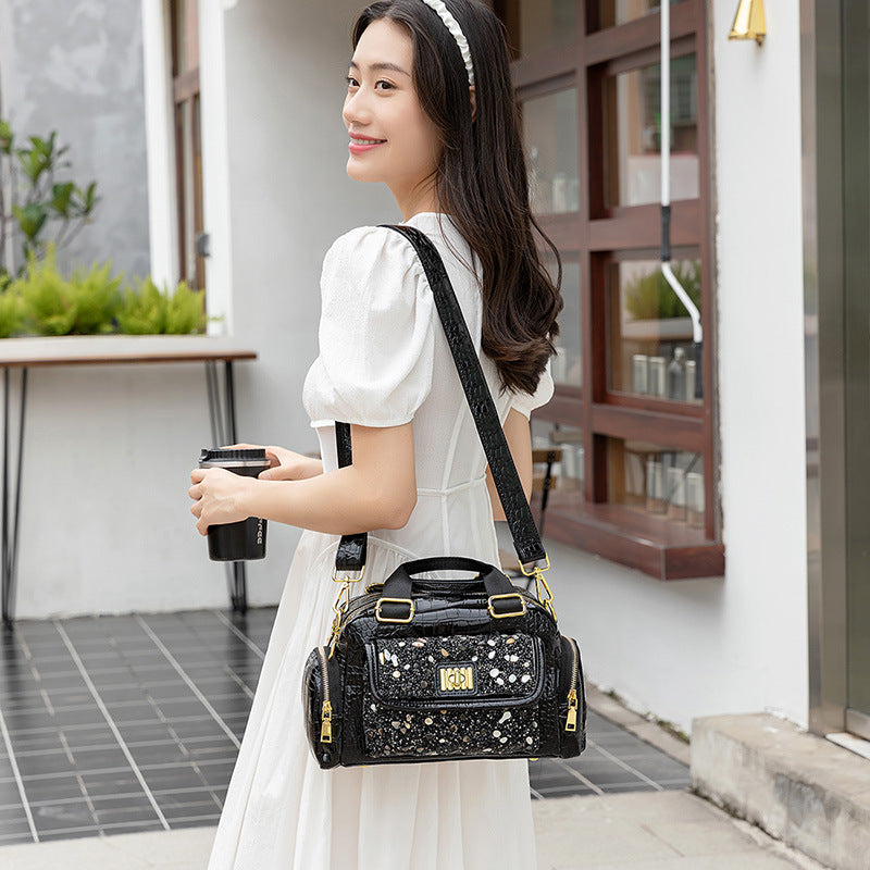 Women's Crocodile Pattern Patent Leather High-grade Fashion Shiny Light Bags