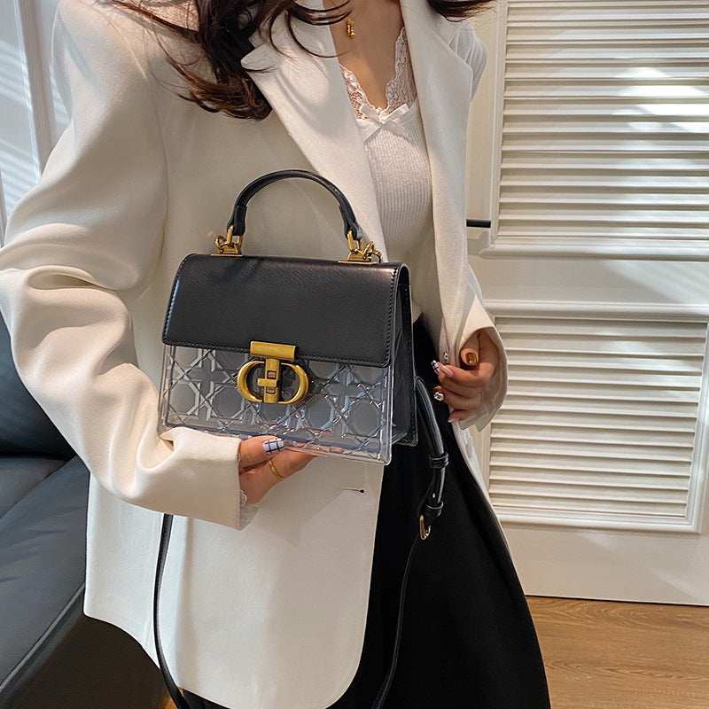 Women's Transparent Diamond Plaid Fashion Retro Shoulder Bags
