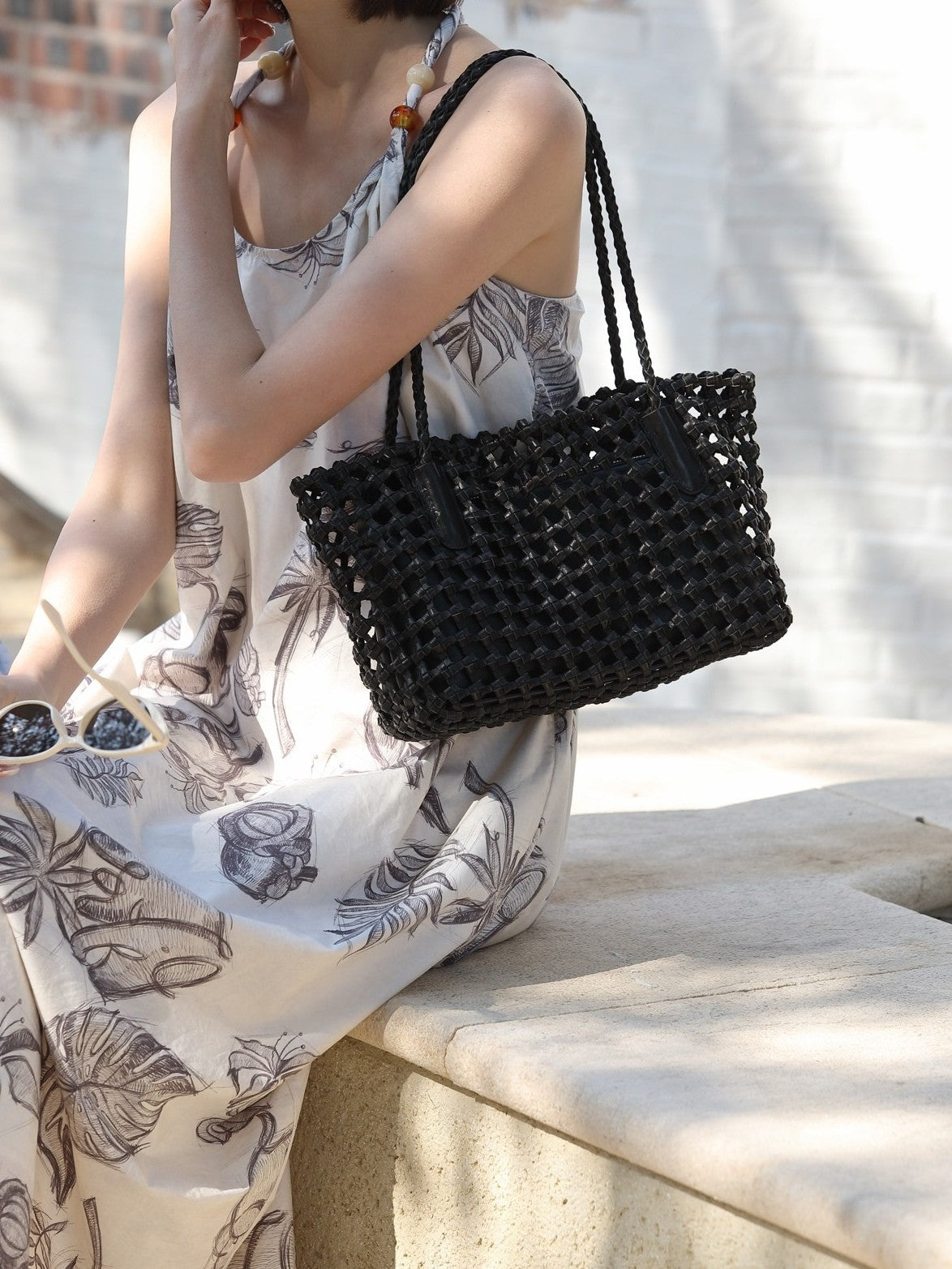 Vegetable Tanning Cowhide Hollow Design Woven Genuine Bags