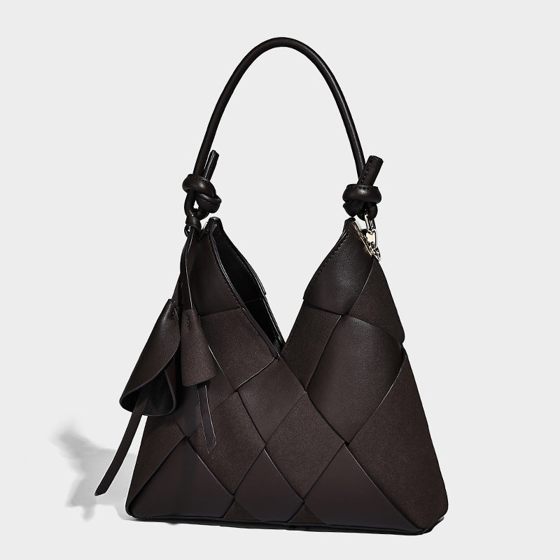 Hand-woven Stitching Large Capacity Commuter High-grade Bucket Bag