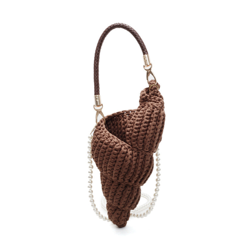 Women's Hollow Crocheted Large Capacity Wool Conch Style Vacation Women's Shoulder Bag