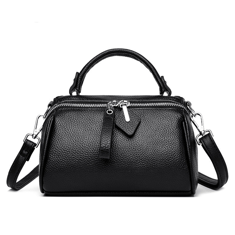 Women's Genuine Leather Retro Boston Simple Commute Top Layer Women's Messenger Bag