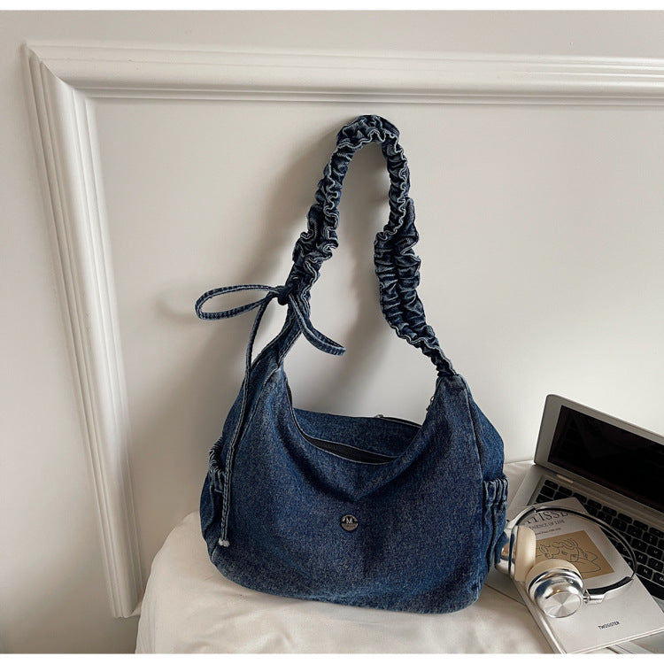 Women's Dumpling Large Capacity Lightweight Canvas Denim Bucket Bag
